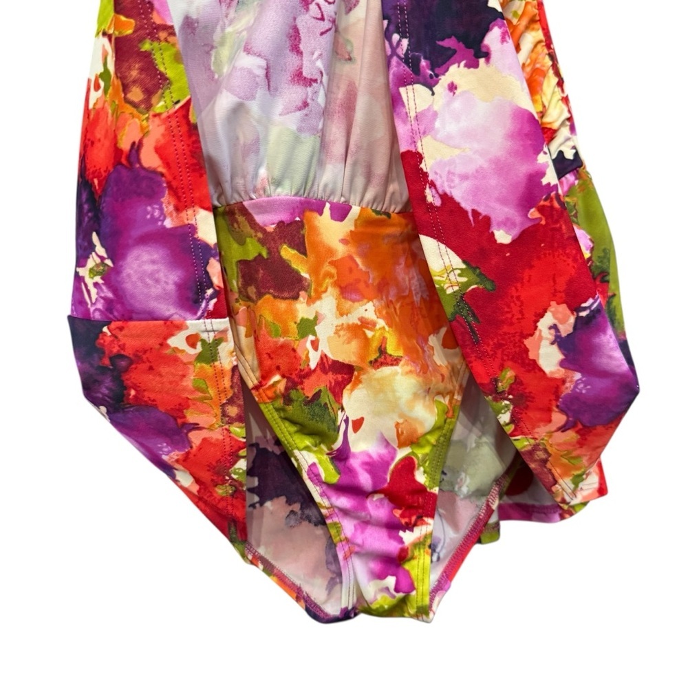 Spiegel Women’s 10 Multicolor Floral Halter One-Piece Swimdress - Picture 3 of 7